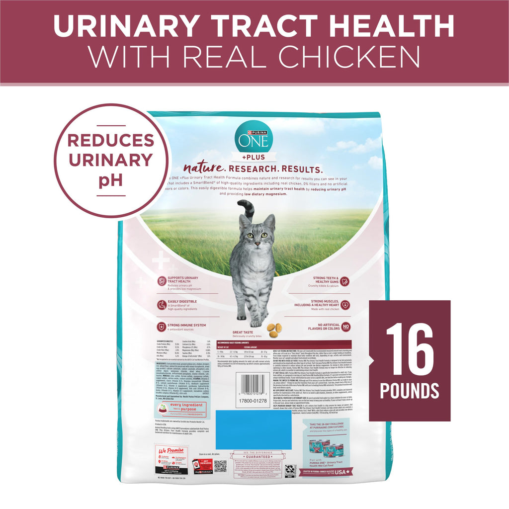 Purina ONE High Protein Urinary Tract Health Dry Cat Food, 16 lb Bag