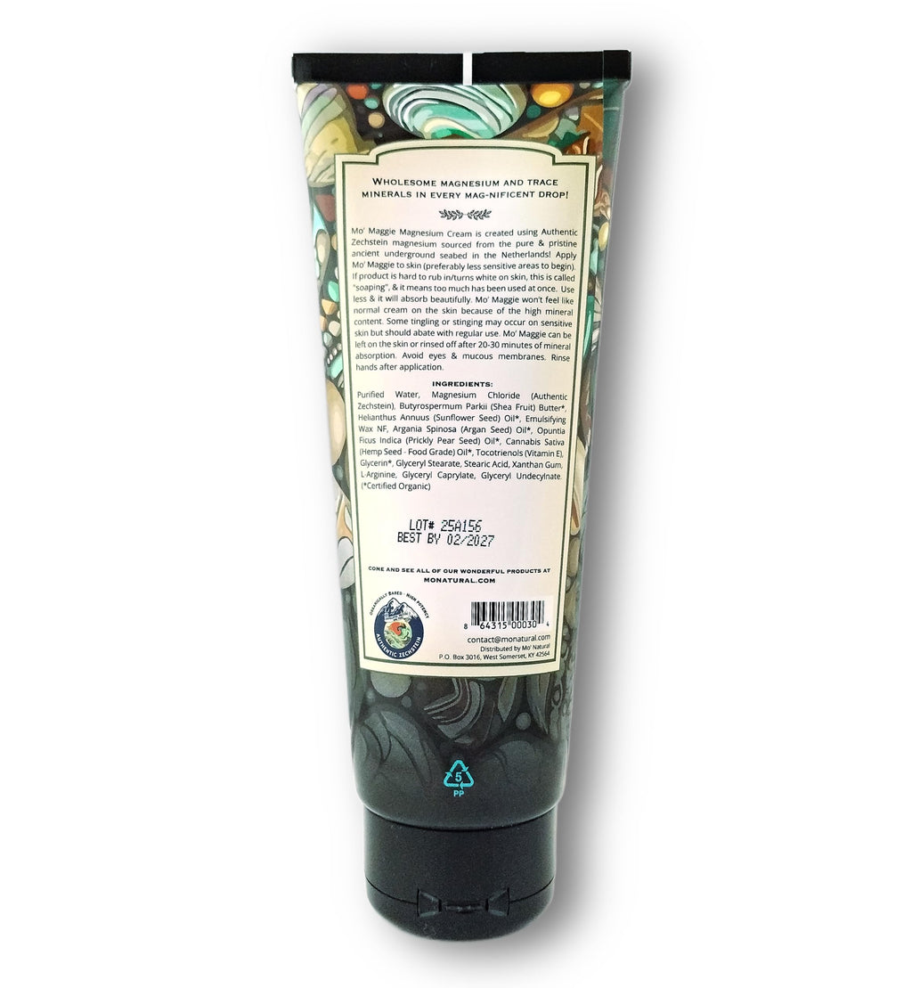 Mo’ Maggie Topical Magnesium Cream | Highest Concentration of Zechstein Magnesium | Organic Opulent Oils & Shea Butter by Mo' Natural | 8 oz | New Package Design | Same Formula