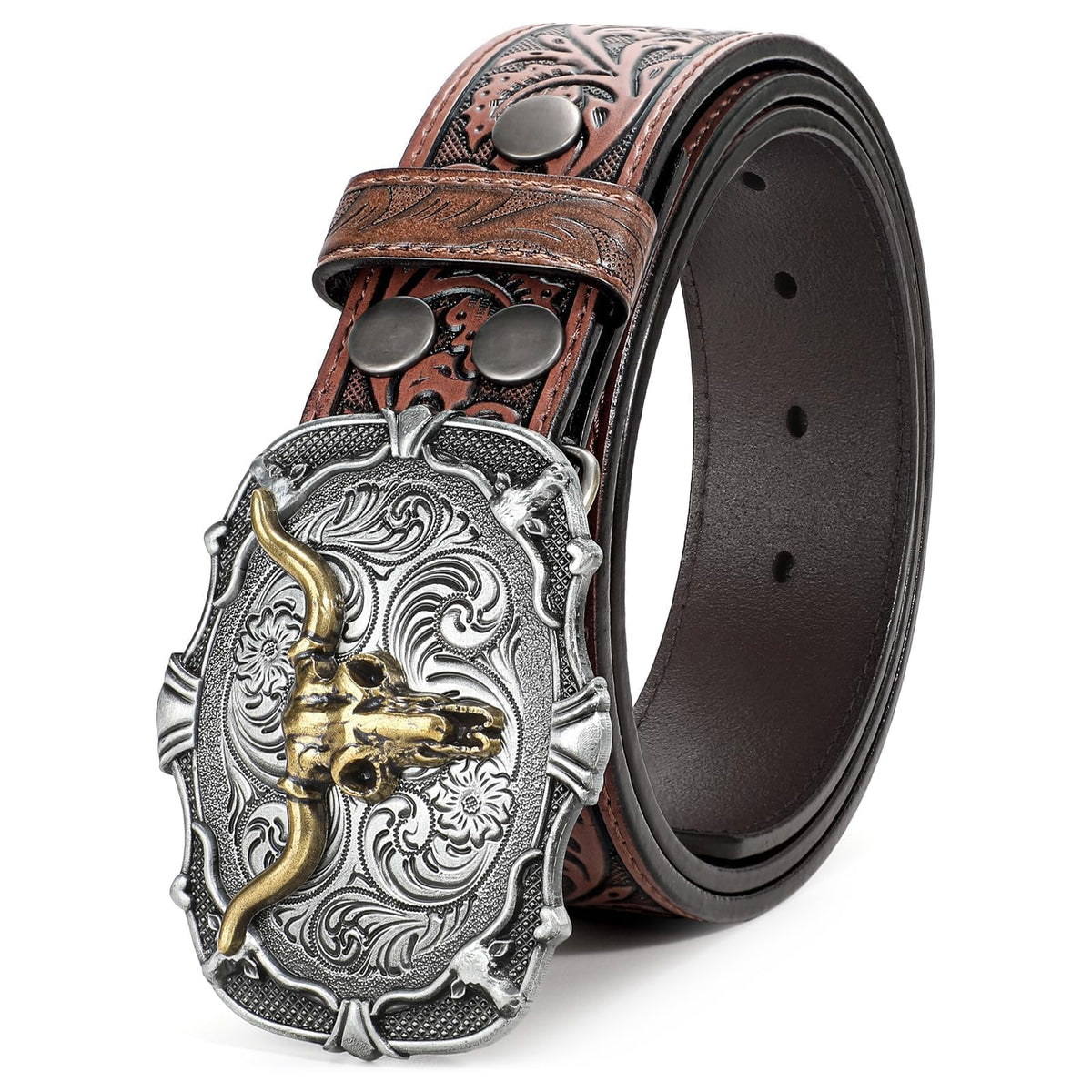 BELTROAD Western Leather Buckle Belt for Men Women Cowgirl Cowboy Belt Gift