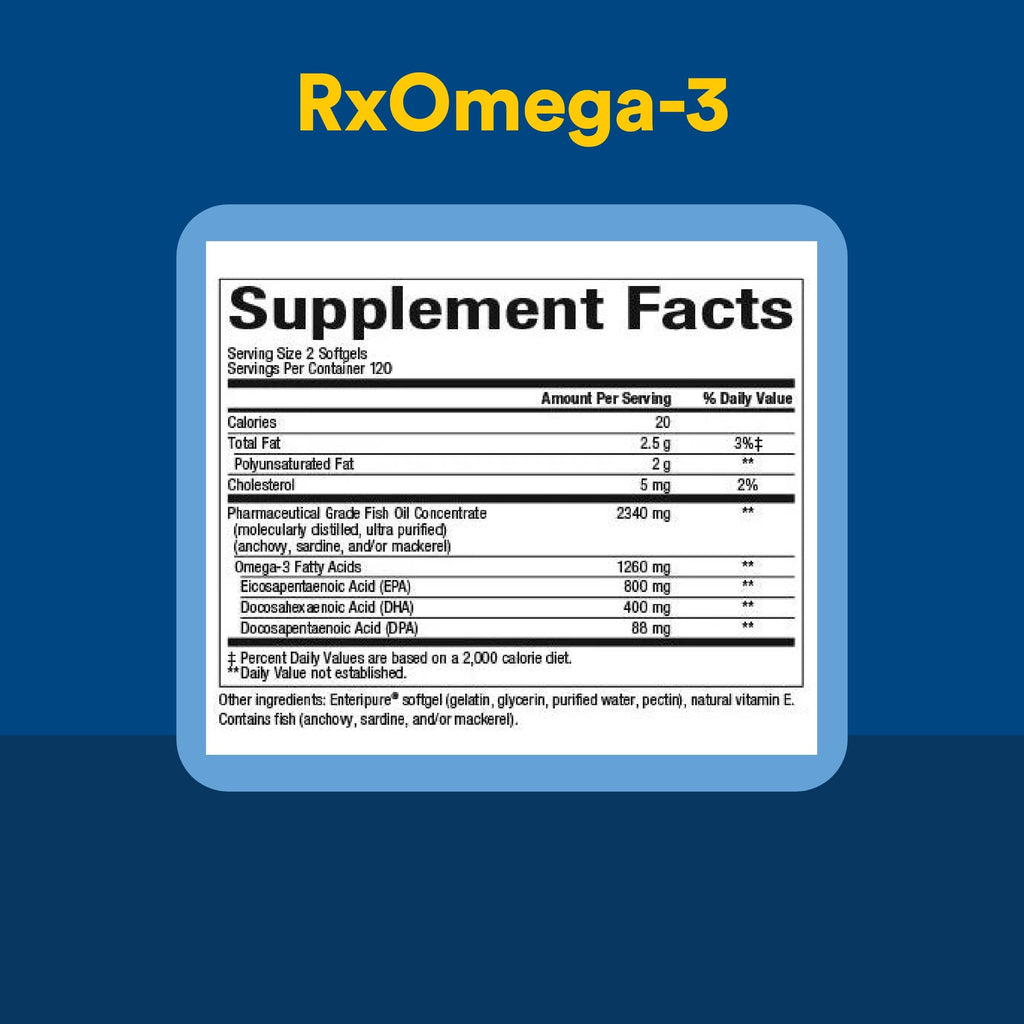 Natural Factors RxOmega-3 - Brain & Heart Health Support - Eye Health Supplement with EPA & DHA - Natural Supplement with Omega-3 Fatty Acids - 120 Softgels (90 Servings)