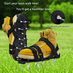 CASUSEN Lawn Aerator Shoes, Aerator Lawn Tool One Size Fits All for Yard Patio Lawn and Garden, Newly Upgraded X-Shaped 8-Strand Straps, Steel Spikes for Soil Aeration