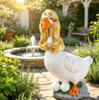 Tawd 4 Pcs Porch Goose Wigs for 17/23" Statues, Braided Lawn Goose Costume with Secure Clips for Outdoor Garden Patio Yard Decoration