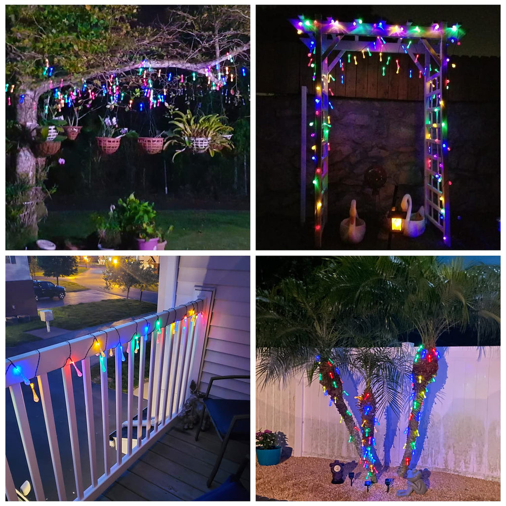 JMEXSUSS 2 Pack Solar String Lights Outdoor, Total 60LED 41.6FT, Water Drop