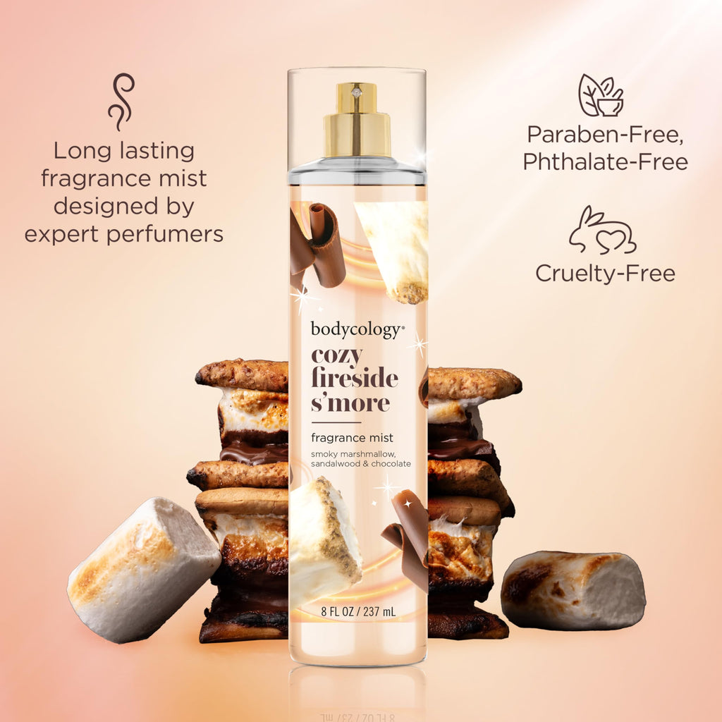 Bodycology Long-Lasting Fragrance Body Mist, Cozy Fireside S'more, 8 fl oz
