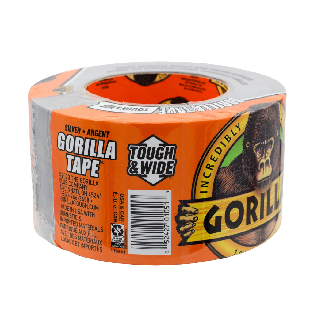 Gorilla Tape Tough & Wide, Silver Tape, 2.88" x 25 yd (Pack of 4) - Heavy Duty and Weather Resistant for Indoor or Outdoor