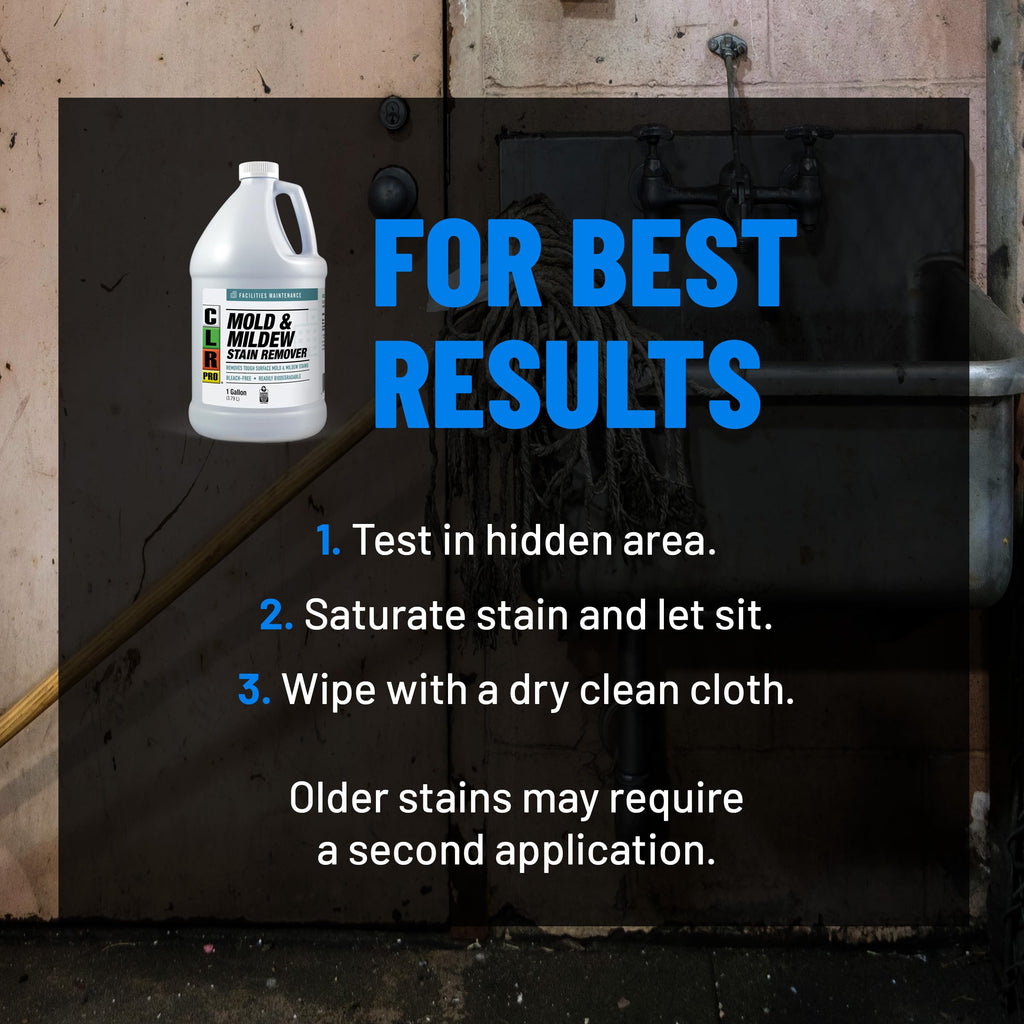 CLR PRO Heavy Duty Bleach-Free Mold and Mildew Stain Remover, 1 Gallon Bottle, Unscented Multi-Surface Stain Remover, Works on Tile, Wood, Concrete, Glass and More