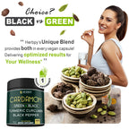 Herbpy 4in1 Cardamom Supplement - Green & Black Cardamom Seeds with Turmeric & Black Pepper – Digestive Health & Natural Wellness - 100 Vegan Capsules