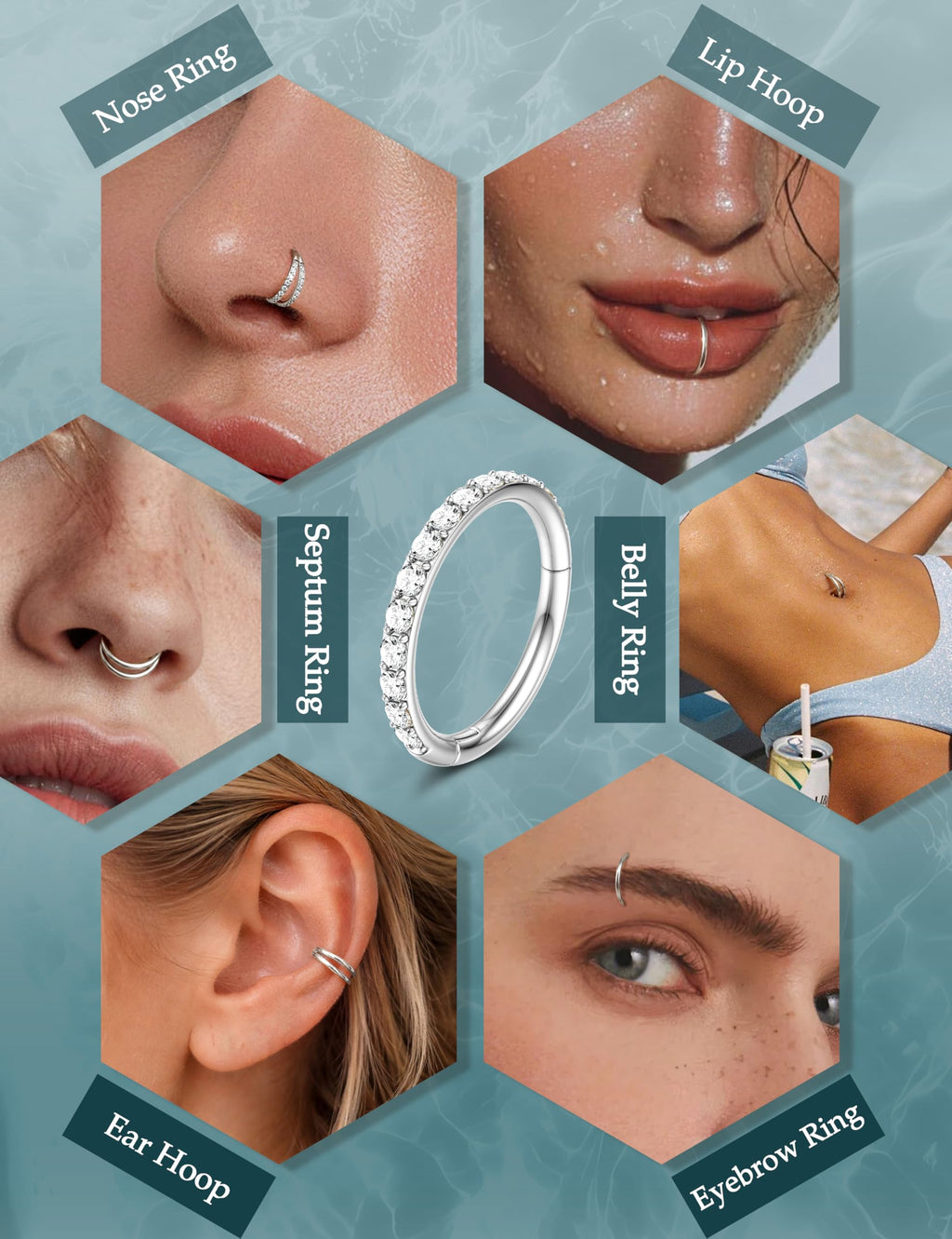 4PCS 18G Nose Rings Hoops, Surgical Steel Earrings Tragus Septum Piercing