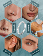 4PCS 18G Nose Rings Hoops, Surgical Steel Earrings Tragus Septum Piercing