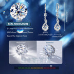 Silver Moissanite Dangle Earrings Leverback Drop for Women Jewelry Gifts
