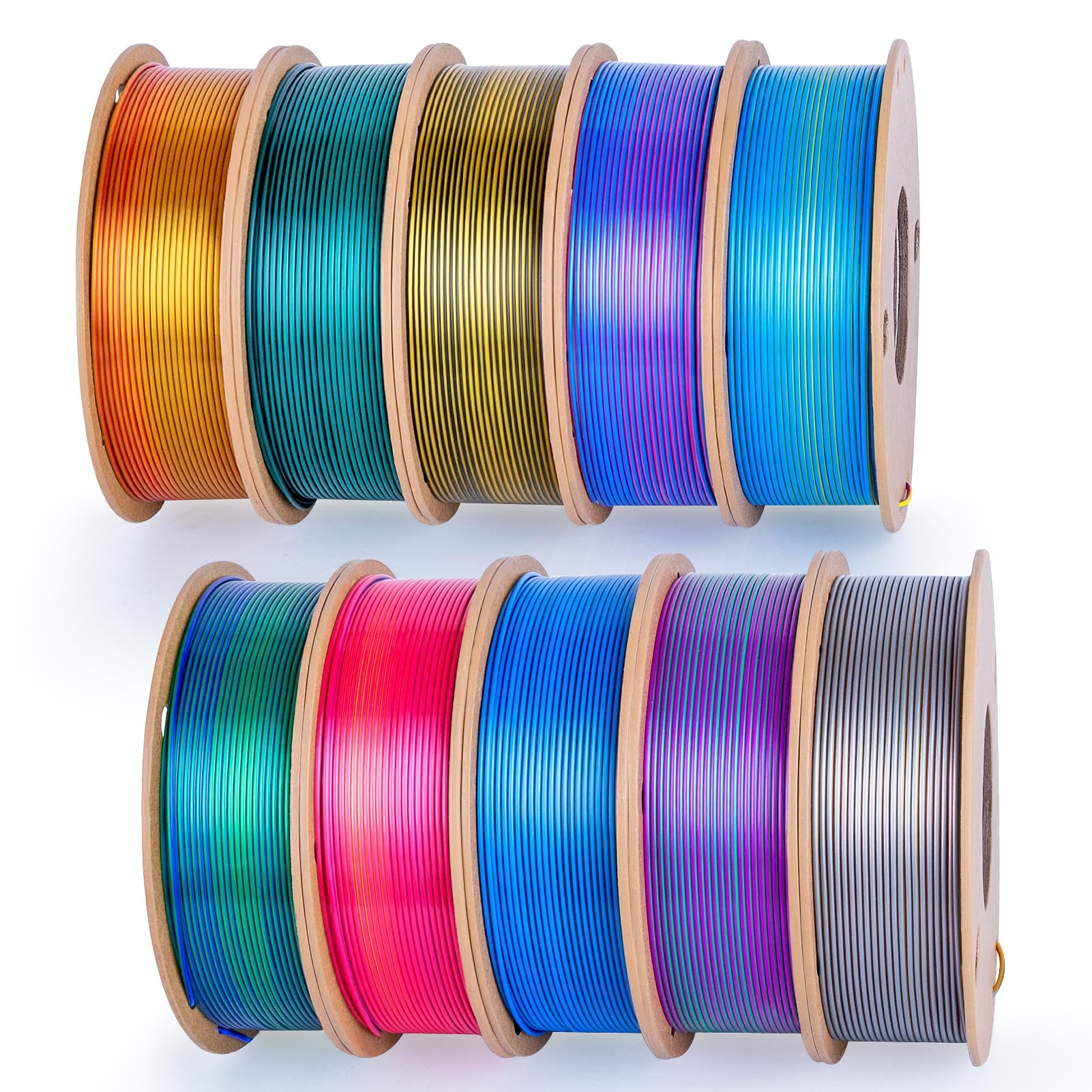 3Dgenius Silk Rainbow PLA Filament 1.75mm Silk PLA 3D Printer Filament Shiny Fast Color Changing Gradient Filament 3D Printing Filament Fit Most FDM Printers, 1kg Spool(2.2lbs), Yellow Series