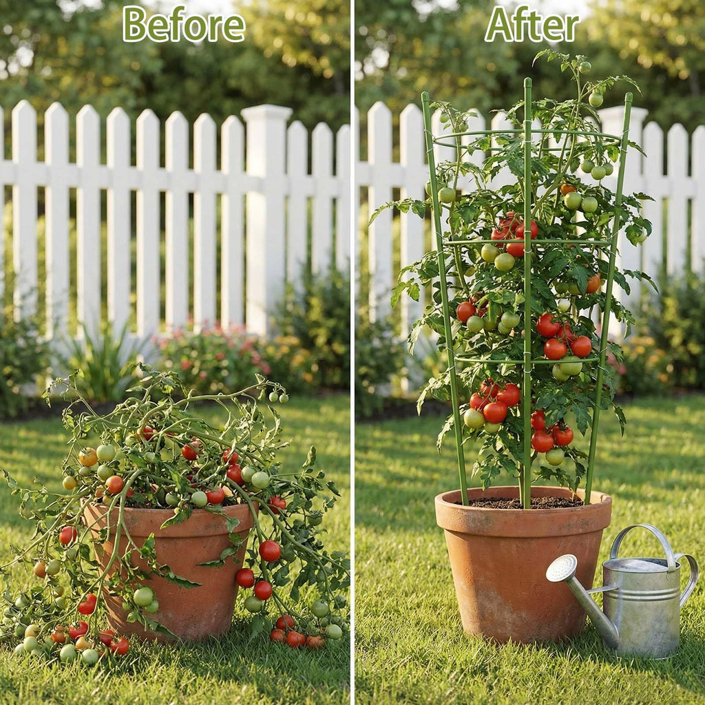 4 Pack Garden Tomato Cage for Pots, 24" Metal Tomatoes Cages Plant Support with Stable Support Rings (24")