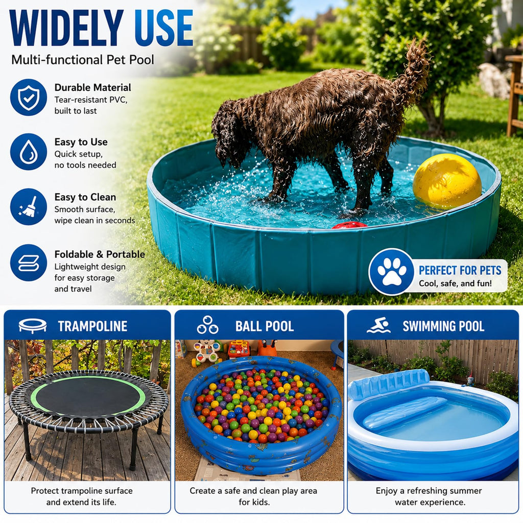 Rypet 48 inch Dog Pool Cover Foldable Round Pools Pet Collapsible Swimming Pool Cover Kiddie Pool Cover Portable Pool Accessories for Dog Kiddie Pool Bathing Tub