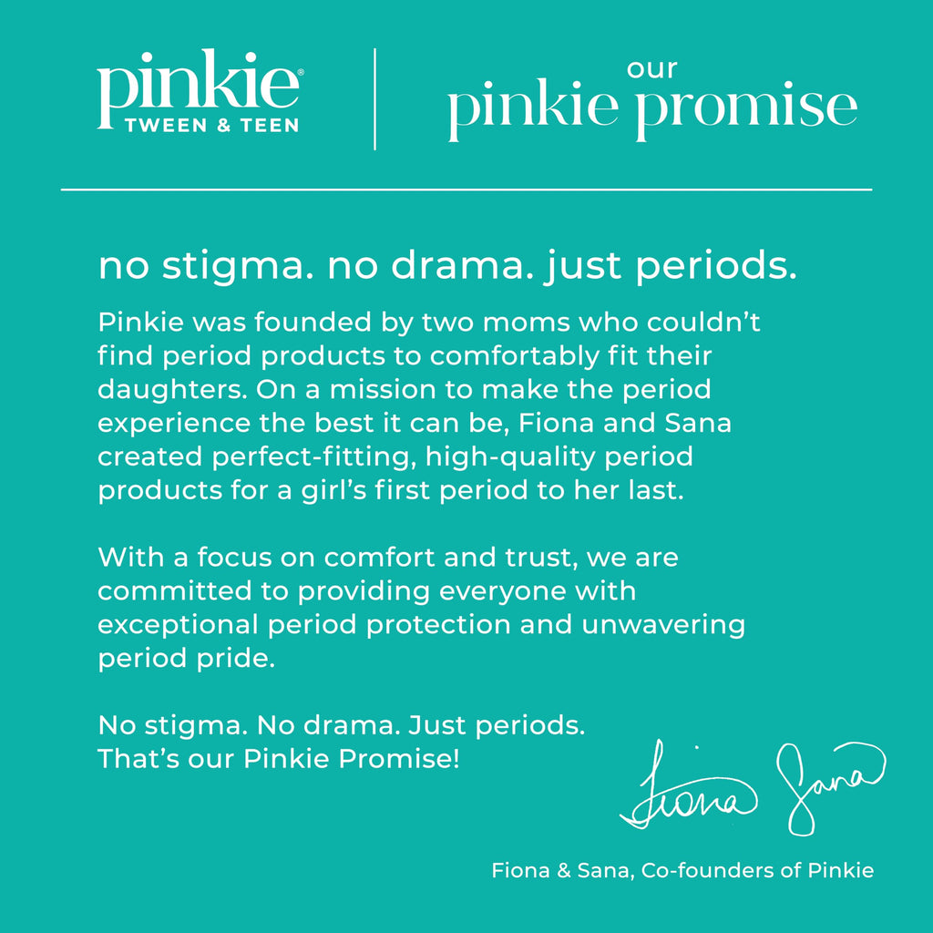 Pinkie Period Starter Pads - Designed for Smaller Underwear - Organic Cotton Topsheet Tween & Teen Pads with Wings - Chlorine Free & Fragrance Free - Teen Small, 18 Count
