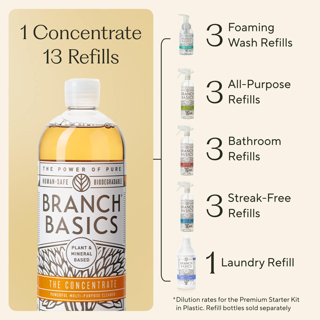 Branch Basics Concentrate Refill (33.8 oz) | All Purpose Multi-Surface Cleaning Concentrate - Replace Every Household Cleaner | Plant & Mineral-Based, Human-Safe, Fragrance Free