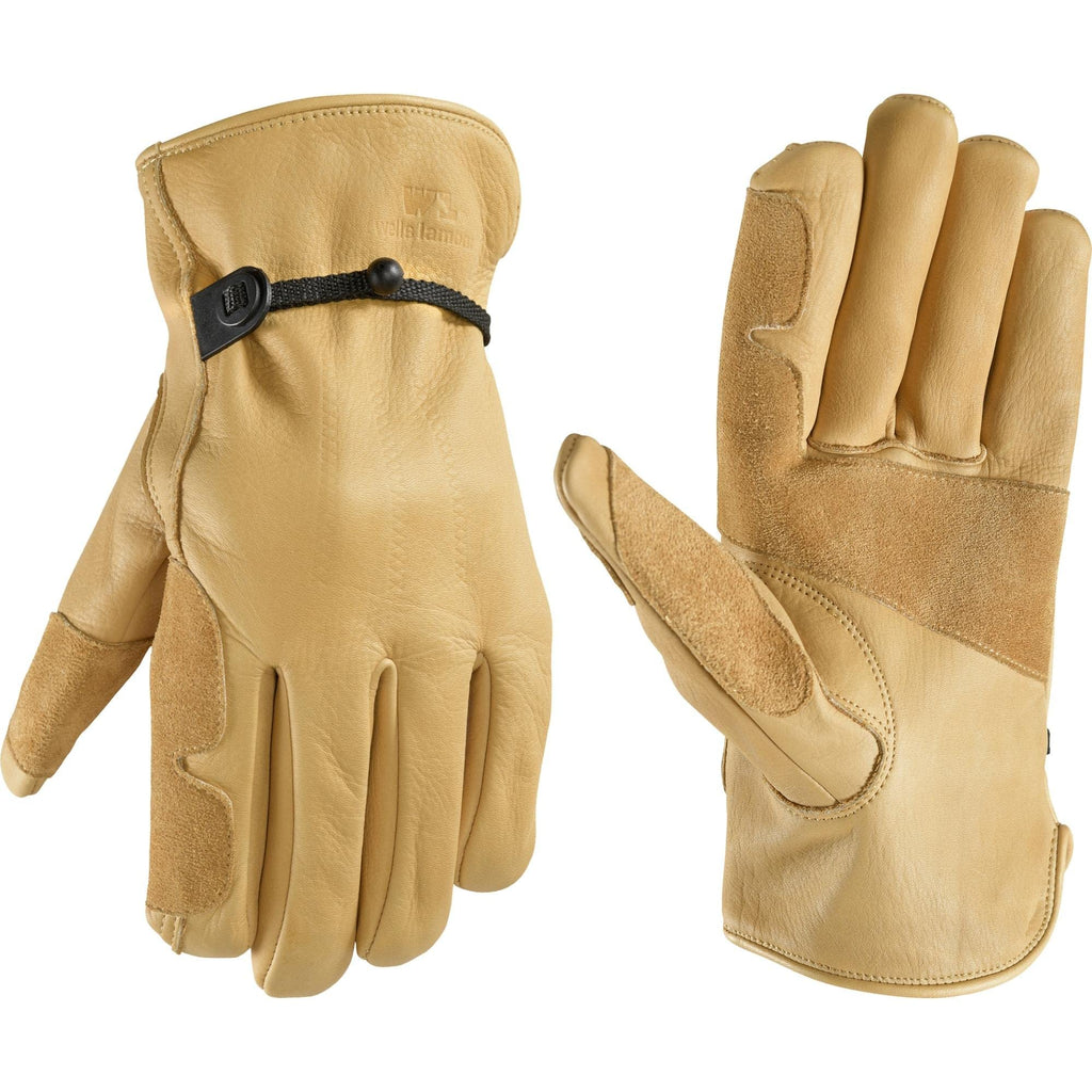 Wells Lamont Leather Work Gloves for Men – Heavy Duty, Cowhide, Abrasion & Puncture Resistant – Adjustable Wrist, Gunn Cut Design, Ideal for Ranching, Farming, Construction - Timber - XXL