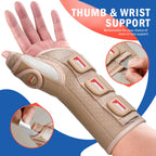 FEATOL Carpal Tunnel Wrist Brace Night Support, Thumb Spica Splint Left Hand for De Quervains Tenosynovitis, Tendonitis, Thumb Brace for Women Men, Beige, Large/XLarge