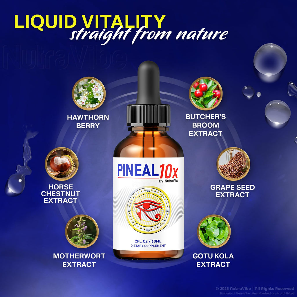 Pineal 10x Drops ��� Daily Support Formula with a Clean, Natural Blend to Maintain Restful Evenings, Balanced Rhythms & Relaxation | Easy-to-Use Pineal10x for Nighttime Wellness (30 Servings)