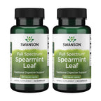 Swanson Spearmint Leaf Full Spectrum Digestive Supplement for Digestive-Comfort-Seeking Adults - 400 mg Mentha Spicata (60 Capsules, 2 Pack)