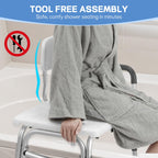 Tub Transfer Bench for Bathtub, Height Adjustable Shower Bench with Backrest, Shower Chair Bath Seat for Elderly, Seniors, Arm Support for Transfer