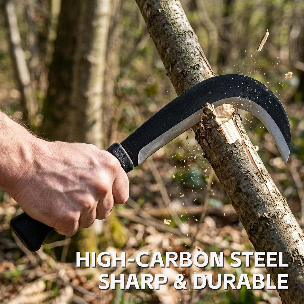 LOZHGO Machete Sickle Garden Tool Brush Clearing Machetes with Carbon Steel - Weeding Sickle Machete for Yard Work,Camping,Gardening
