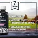 Beef Organ Supplement Grass Fed Complex for Women - 7 Carnivore Meat Proprietary Blend of Beef Liver, Marrow, Brain, Thymus, Spleen, Kidney, Colostrum, Heart, Pancreas, Gallbladder -120 Caps