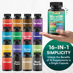 Sea Moss Black Seed Oil Supplement, 16-in-1 Ashwagandha, Turmeric, 60 Caps