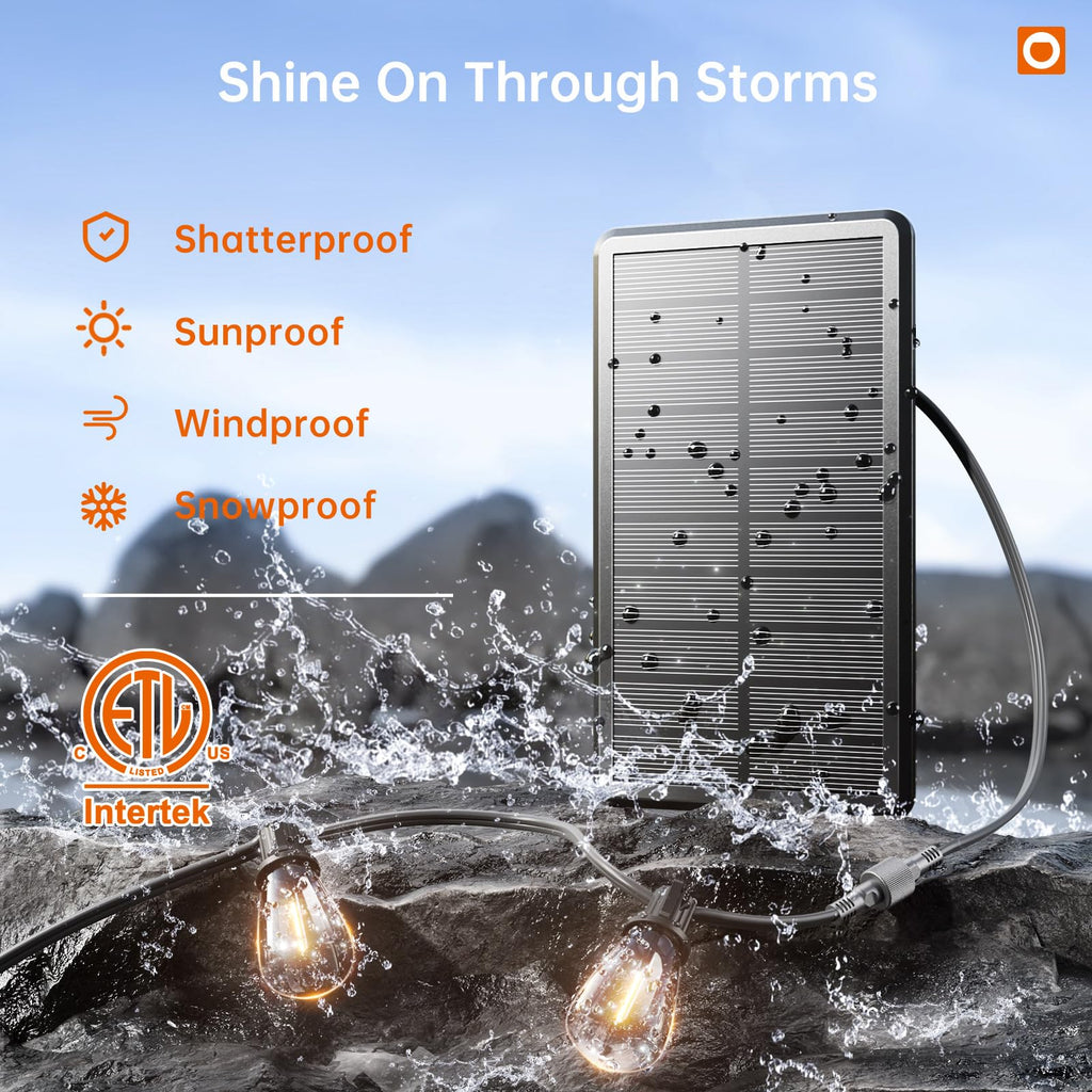 addlon 35FT Solar String Lights Outdoor Waterproof with Remote & USB Port