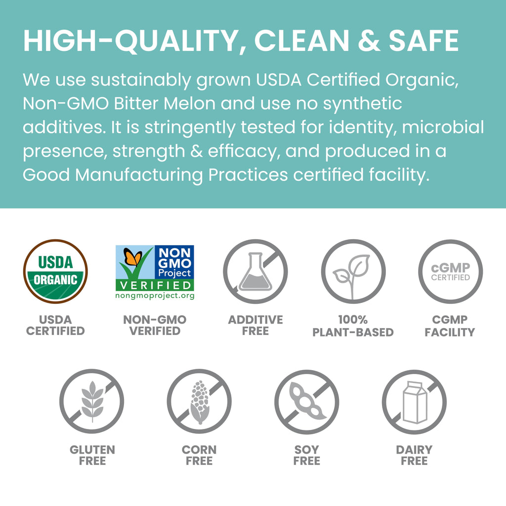 Himalaya Organic Bitter Melon - Herbal Glucose Metabolism Support - USDA Organic, Non-GMO, Vegan, Gluten Free, Additive Free, 660 mg, 60 Caplets