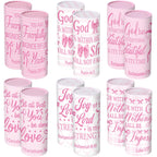 Outus 12 Pcs Christian Car Tissues Cylinder Holder with 3 Ply Facial Tissue Bulk Pink Bow Religious Round Tissue Holder Inspirational Scripture Travel Tissues Boxes Container for Car Cup Home Office