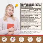 Ashwagandha & Lions Mane Supplements Capsules, Brain Supplements for Memory and Focus, Ashwagandha with Rhodiola Rosea for Cognitive, Immune Support, Cortisol Supplements for Women, 90 Capsules
