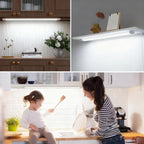2Pcs 24 Inch Under Cabinet Lights with Hand Wave, Under Counter Lighting 5000K Cold White,Dimmable,Plug and Play,LED Lights for Kitchen Cabinet, Cupboard, Closet, Desk