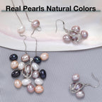 HENGSHENG Pearl Jewelry Set For Women S925 Sterling Silver Necklace & Earrings Set Freshwater Pearl Pendant Cage Set for Wedding Anniversary Prom Birthday Gift - Silvery Purple