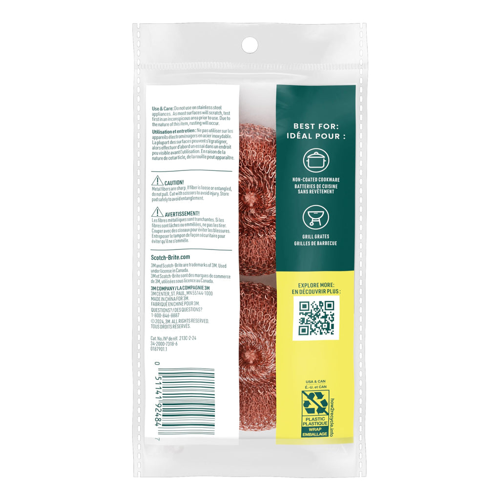 Scotch-Brite Copper Coated Scrubbing Scour Pads, 48 Scouring Scrubber Pads