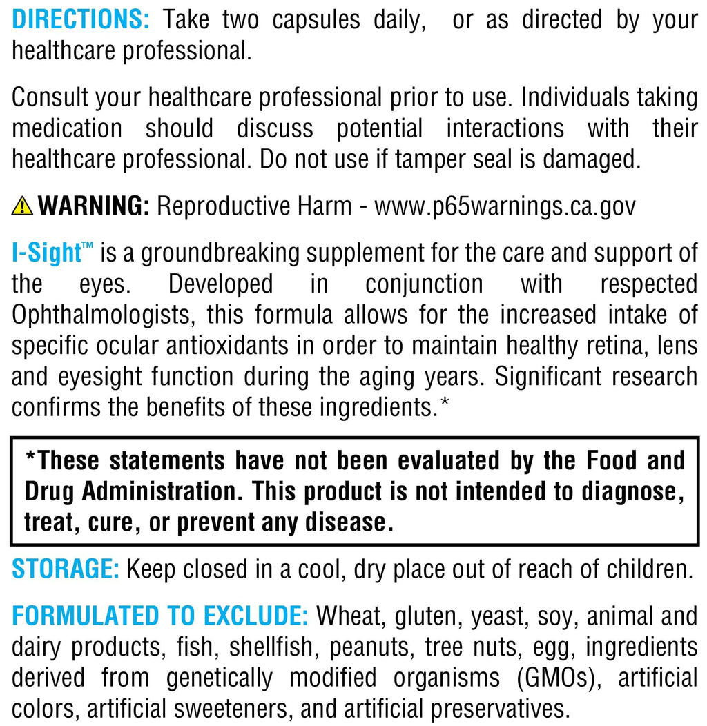 XYMOGEN I-Sight - Eye Health & Vision Support - Antioxidant Nutrient Formula - Aids Macula, Retina & Lens Health - Vegetarian, Gluten-Free & Dairy-Free - 60 Capsules