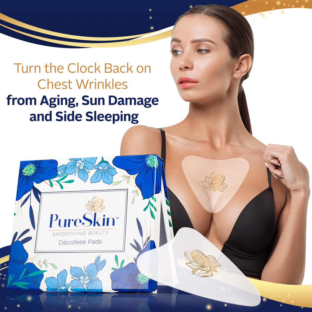 PureSkin Chest Wrinkle Pads-4 PACK -Decollete Anti Wrinkle Chest Pads | Silicone Patches for Wrinkles | Chest Wrinkles from Side Sleeping | Chest Wrinkles | Silicone Chest Pads