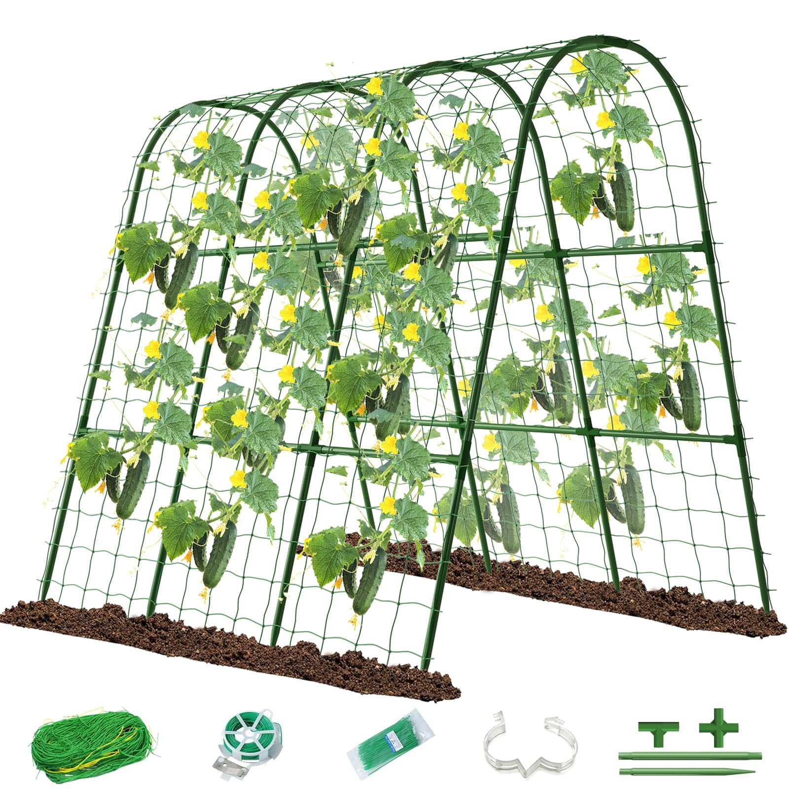 Cucumber Trellis for Raised Bed, U-Shape Arch Metal Garden Trellis for Climbing Plants, Heavy Duty Plant Trellis Outdoor, Easy Assembly Rustproof Trellis for Vines (U Frame Trellis)