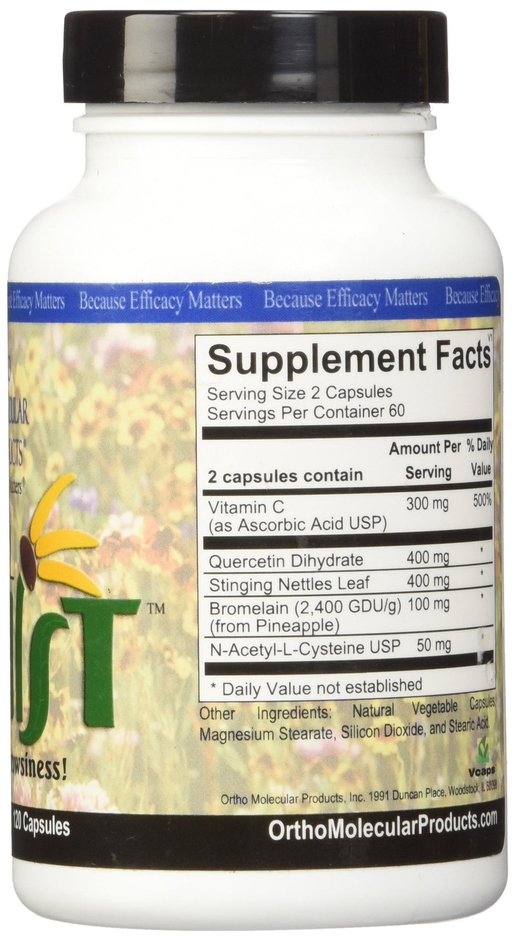 Ortho Molecular Product Natural D-Hist - 120 Capsules
