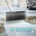 AIR U+ Concrete Scrub Brush, Long Handle, 7-Row Wire Bristles, Squeegee