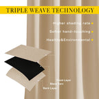 NICETOWN Biscotti Beige Blackout Curtains 84 Inches Long, W52xL84, 2 Panels