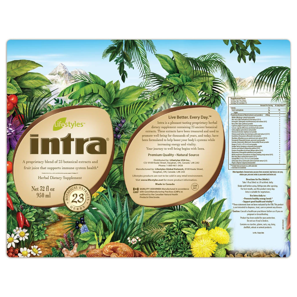 Intra Lifestyles Herbal Juice Drink – Botanical Beverage for Immune and Energy Support – 23 Botanical Extracts – Made in Canada Trio Pack (950 mL /32 fl oz each)