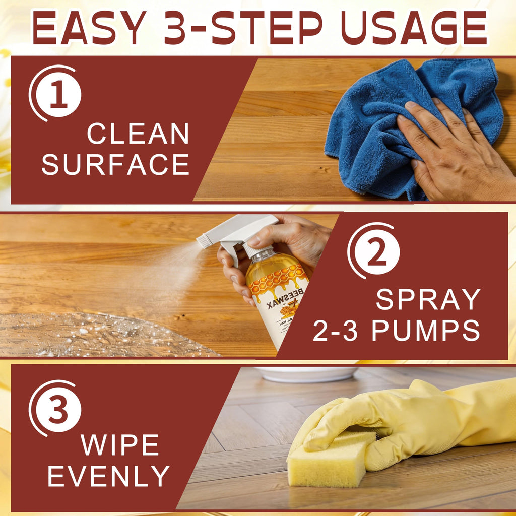 Beeswax Floor Spray,Beeswax Essential Oil Wax,2026 New Beeswaxs Wood Polish Spray,Upgrade Natural Furniture Waterproof Polish and Cleaner for Wood Multipurpose Wood Wax Restorer for Floors(335ml)