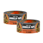 GORILLA Tape; Duct; Utility; Triple Layer Strength; Indoor & Outdoor; Weather Resistant Shell; 1.88 in x 10 yd; Black; (Pack of 2)