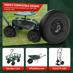 USCaster 4.10/3.50-4 Tire and Wheel Flat Free,10-Inch Solid Wheel Replacement with 5/8 Extra 3/4 &1/2 Bearings,2.2" Offset Hub -Compatible with Hand Truck,Wheelbarrow,Dolly(Wave,Black)