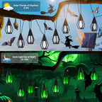 Solar String Lights for Outside, 21Ft Solar Patio Lights with 10 Flickering Flame Light Bulbs, Waterproof Green Solar Powered Outdoor Lights for Garden Yard Patio Gazebo Bistro Cafe Porch Party Decor
