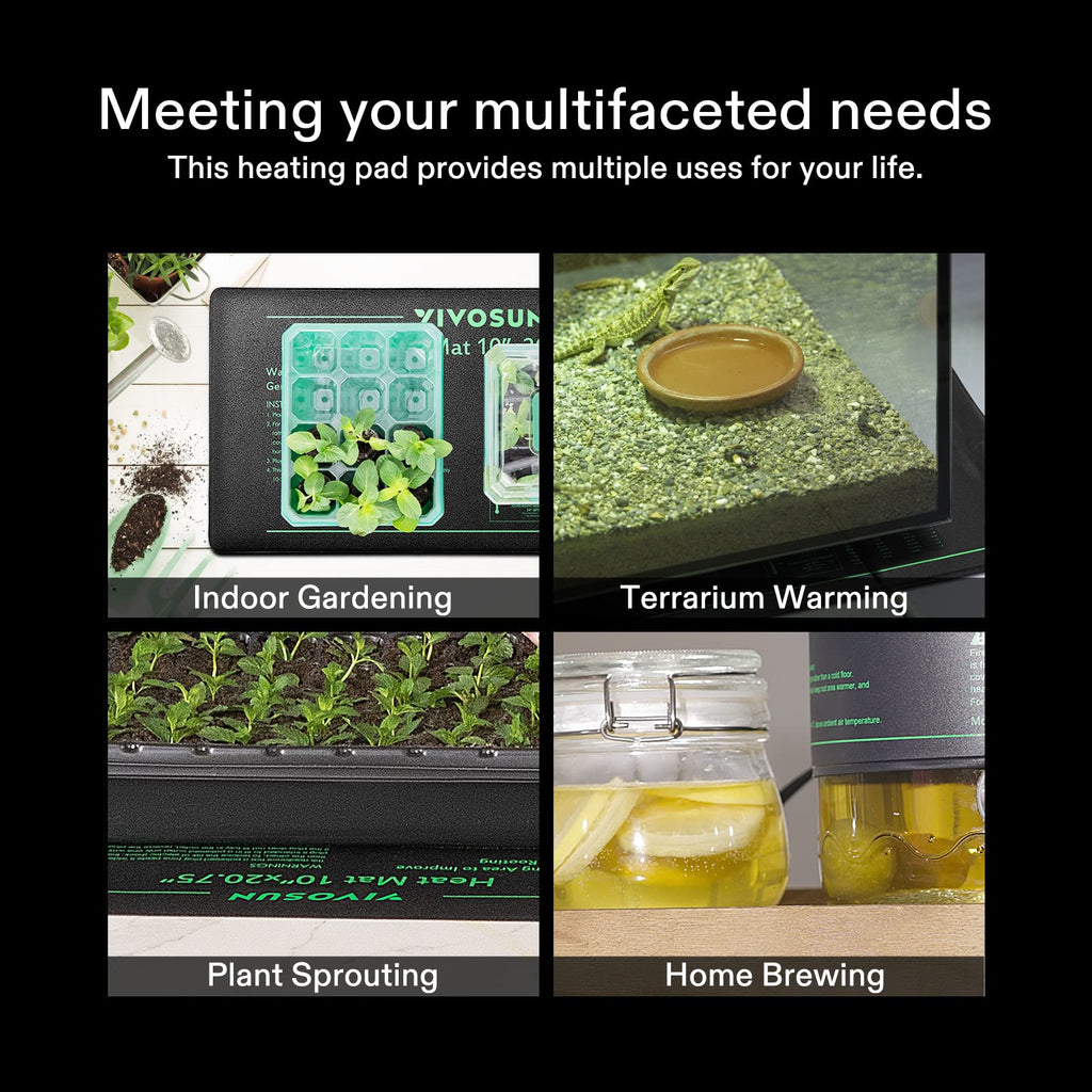 VIVOSUN 2 Pack Durable Waterproof Seedling Heat Mat 10" x 20.75"