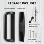 House Guard Sliding Patio Door Handle Set with Mortise Lock, 3-15/16" Screw Hole Spacing, Fits 1-1/4" to 2-1/4" Doors, Reversible Black Aluminum