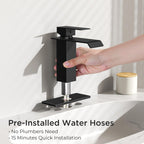 FORIOUS Bathroom Faucet Matte Black Modern Waterfall Bathroom Sink Faucet 1 or 3 Hole Single Handle with Deck Plate and Drain, Suitable for Vanity Rv Camper Commerical