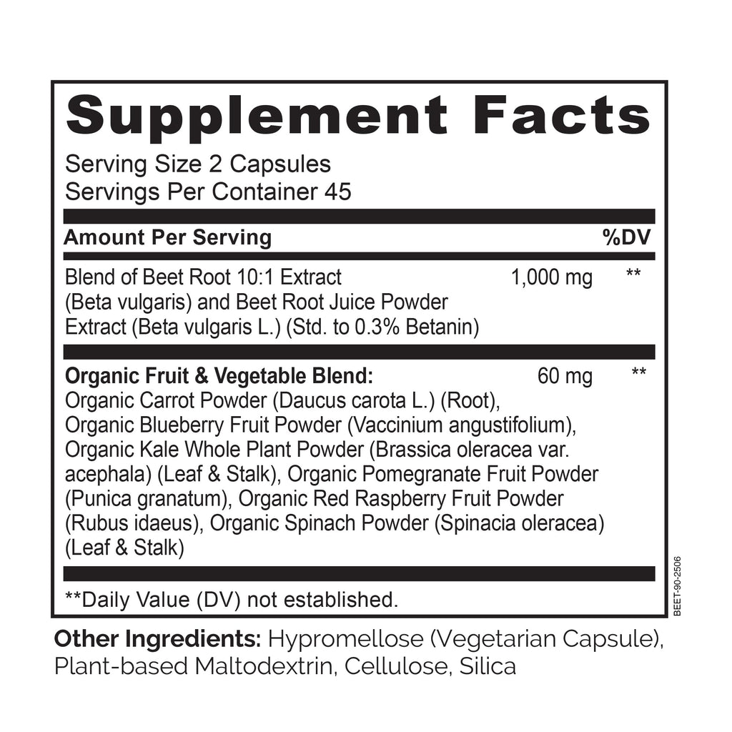 NATURELO Beet Root 90 Capsules – Heart Health & Blood Pressure Support* – 1000mg Beet Root Extract + Whole Food Blend – Non-GMO, Vegan, Gluten-Free