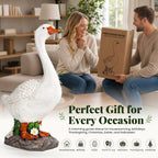 GIGALUMI 19" Porch Goose Statue, Durable Resin Garden Decor Hand-Painted